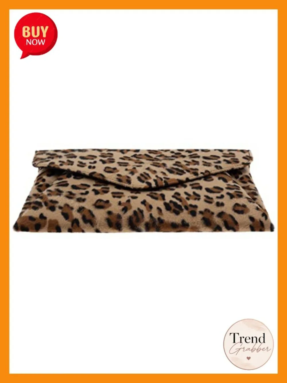 Faux Fur Leopard Print Clutch with Chain Strap